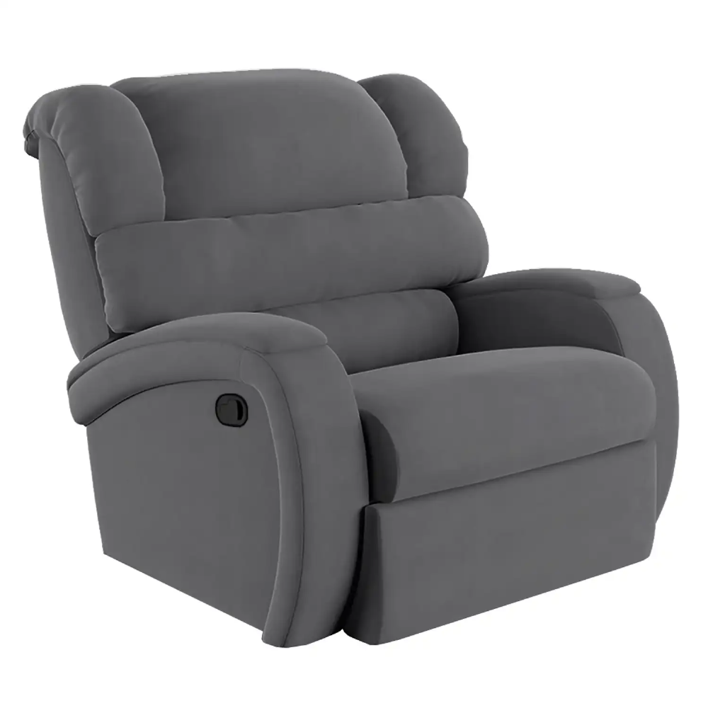 Poltrona do Papai Reclinável Kalie Manual Gatilho FH9 Veludo Cinza - Mpozenato
