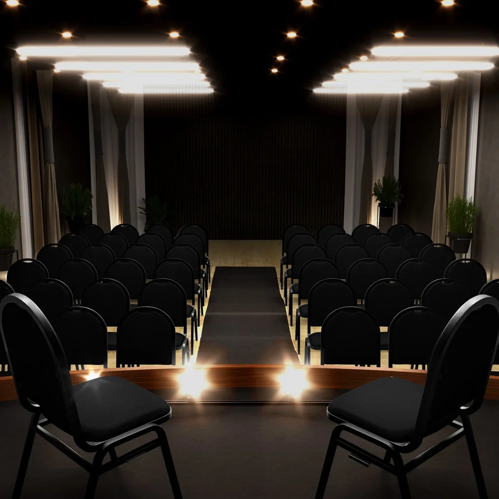 Kit 10 Cadeiras Hoteleiras Auditório Empilhável Linho Z33 Preto - Mpozenato