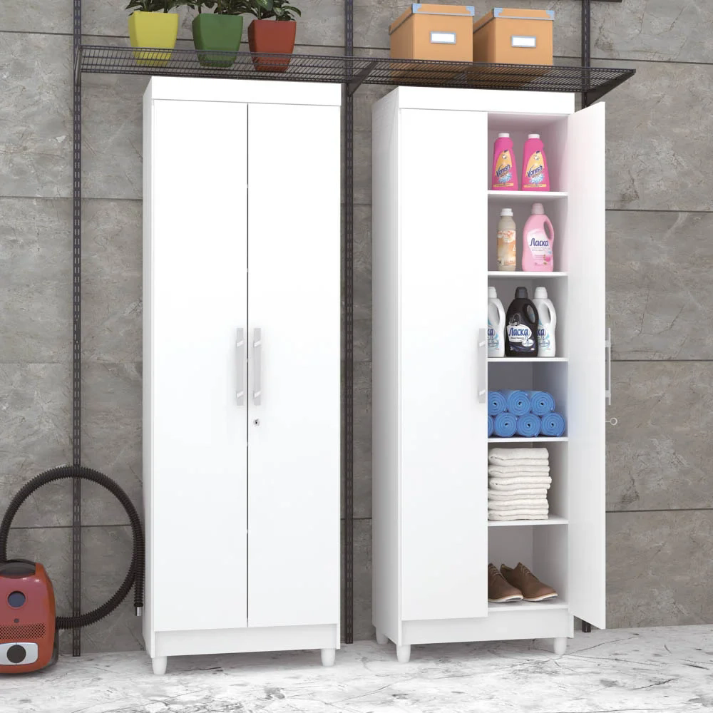 Armário Multiuso Cozinha Lavanderia 2 Portas Aline V02 Branco - Mpozenato