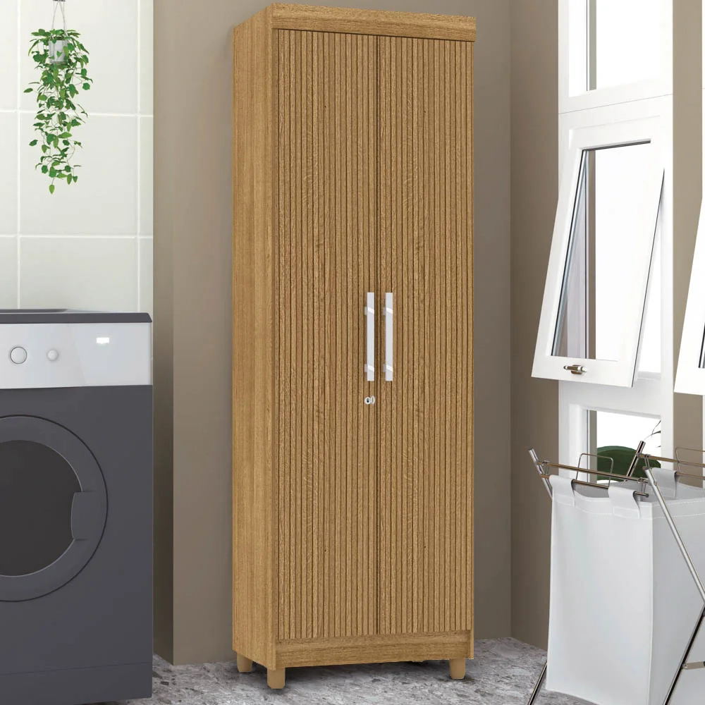Armário Multiuso Cozinha Lavanderia 2 Portas Aline V02 Nature/Brisa - Mpozenato