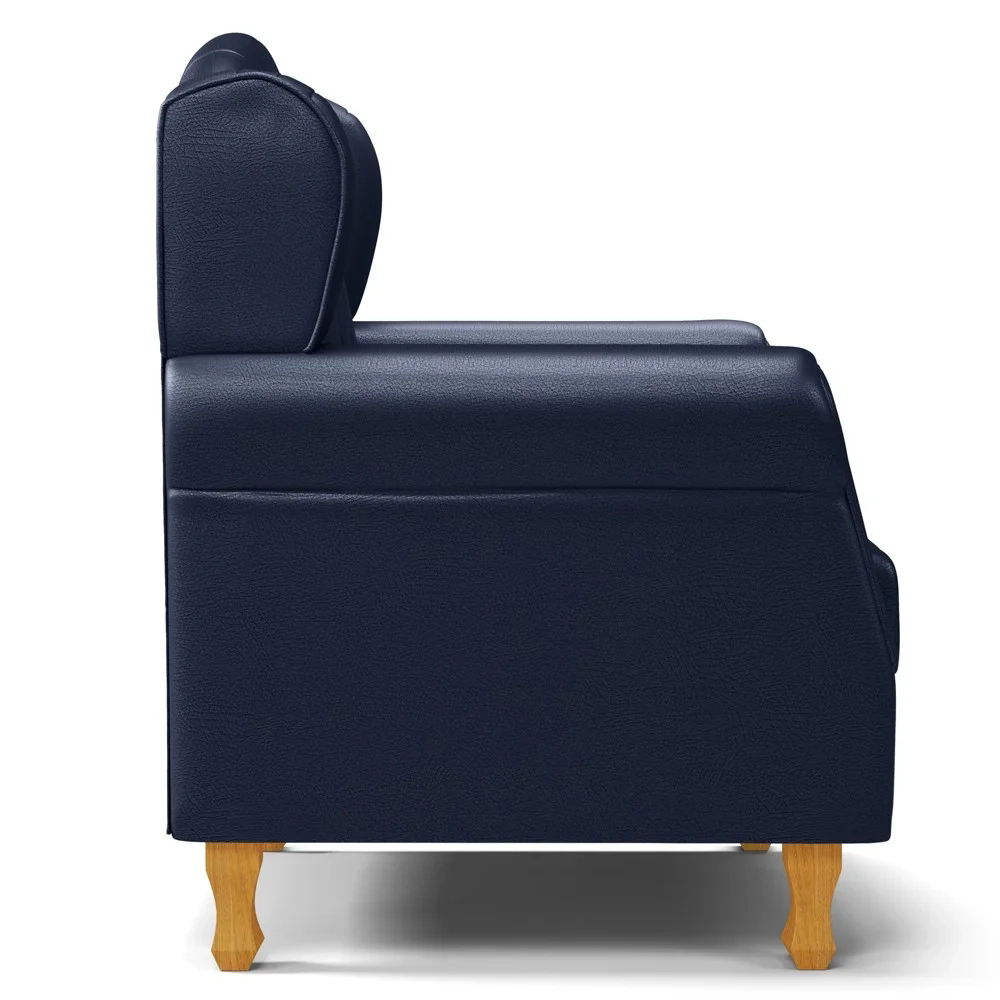 Poltrona de Amamentação com Pés de Madeira Lucy Z39 Sintético Azul Marinho - Mpozenato