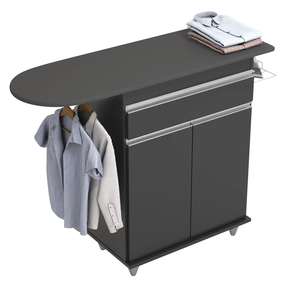 Tábua de Passar Com Balcão 2 Portas 1 Gaveta Larissa Preto - Lumil