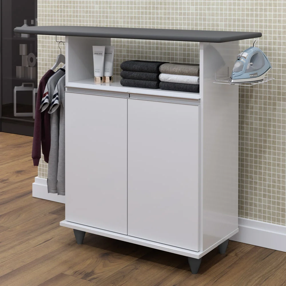 Tábua de Passar Com Balcão 2 Portas Carla Branco - Lumil