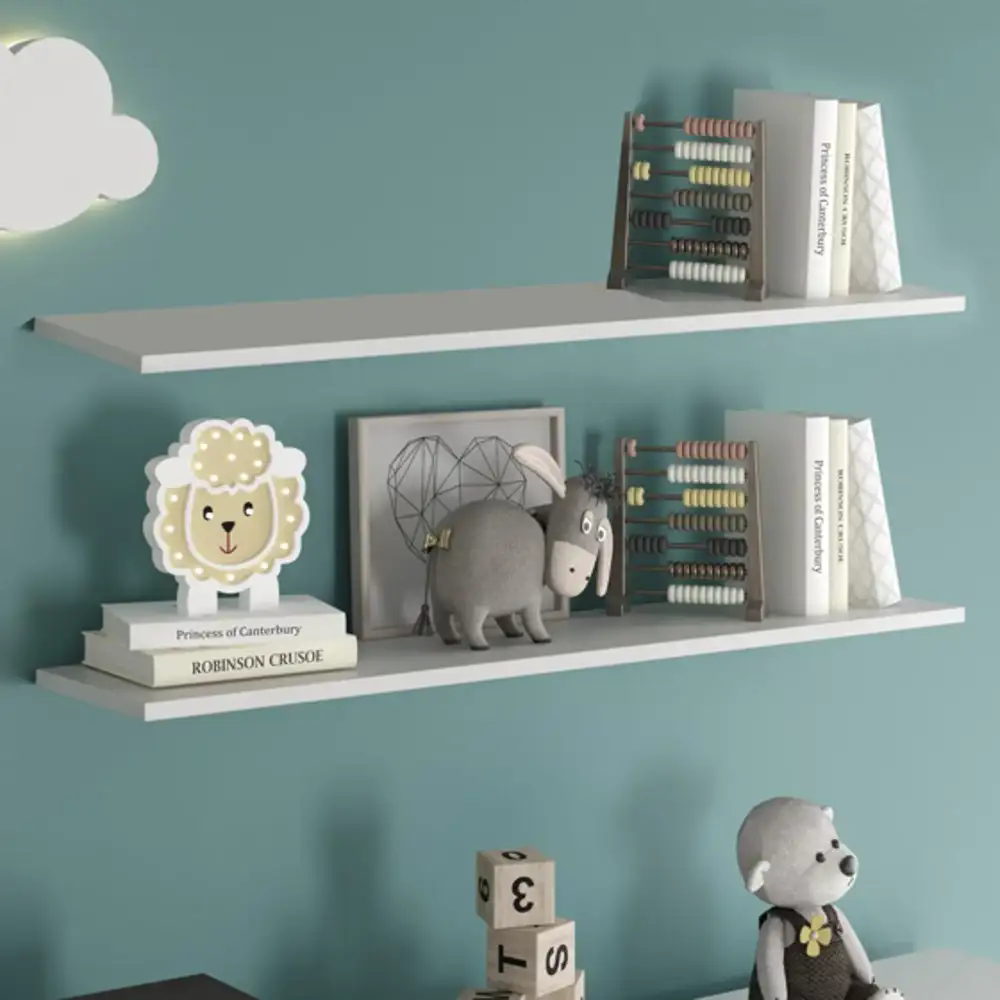 Prateleira Flutuante de Quarto Infantil Kit 3 Suporte Invisível 91cm Yara Branco - Lumil