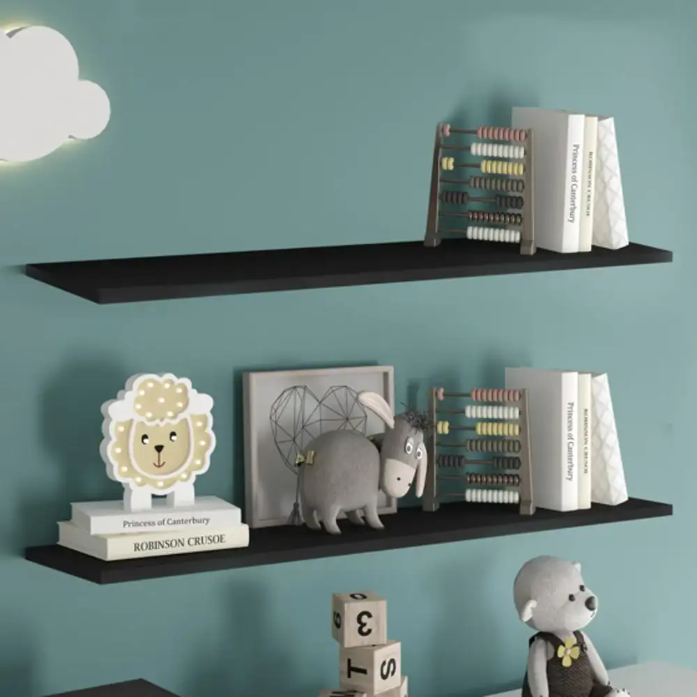 Prateleira Flutuante de Quarto Infantil Kit 3 Suporte Invisível CP3 Yara Preto - Lumil