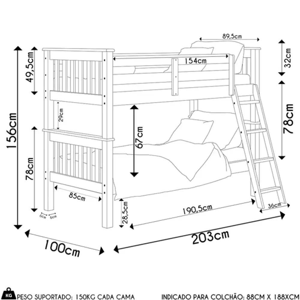 Beliche Solteiro Juvenil com Escada Móvel Joy Z40 Castanho Acetinado - Mpozenato
