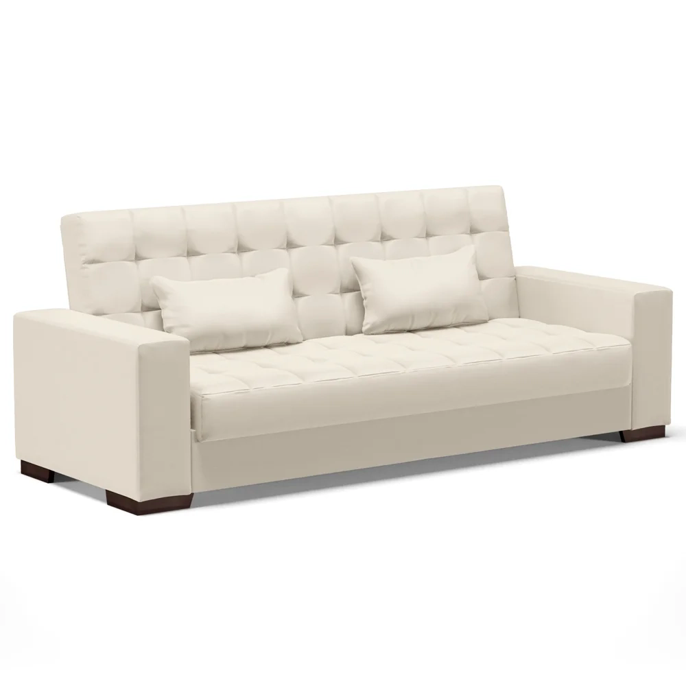 Sofá Cama para Sala de Estar Lisboa Corino Bege - Ibiza