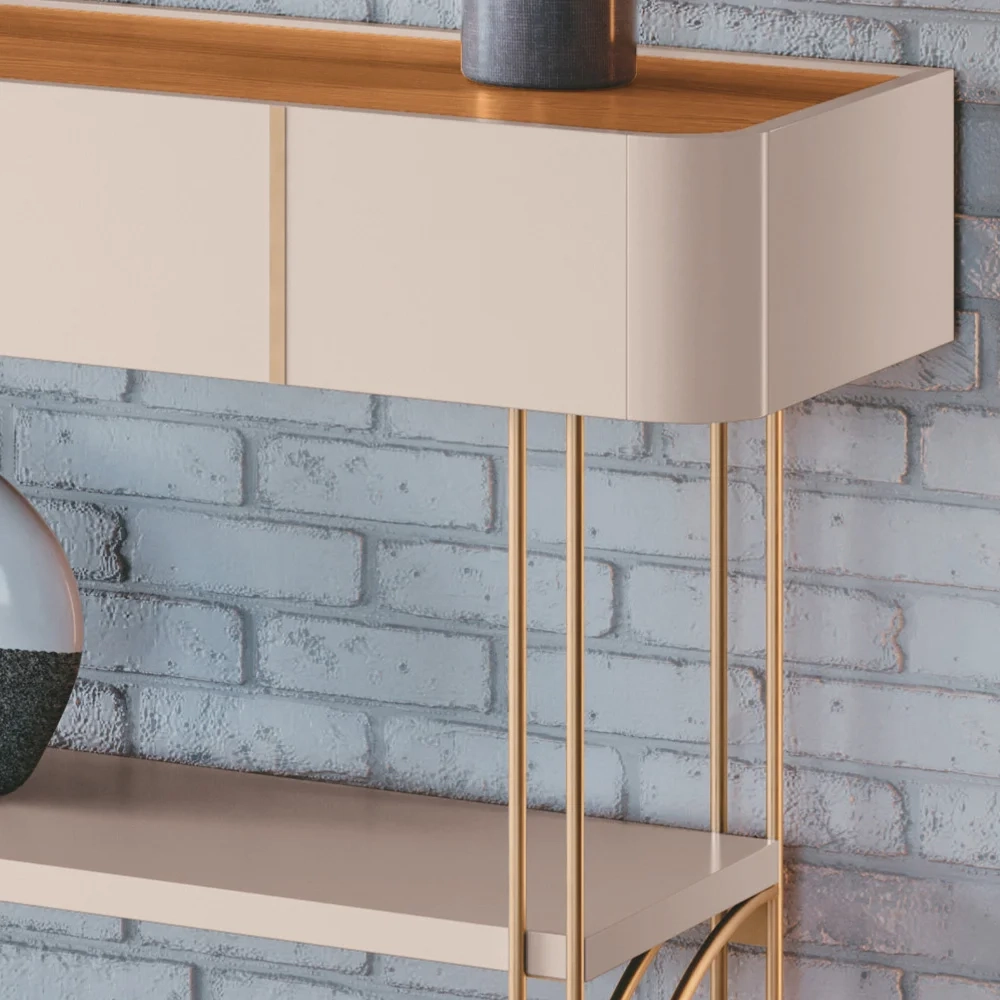 Aparador Para Sala Gianni e Mesa de Centro Alane H01 Off White/Cinamomo - Mpozenato