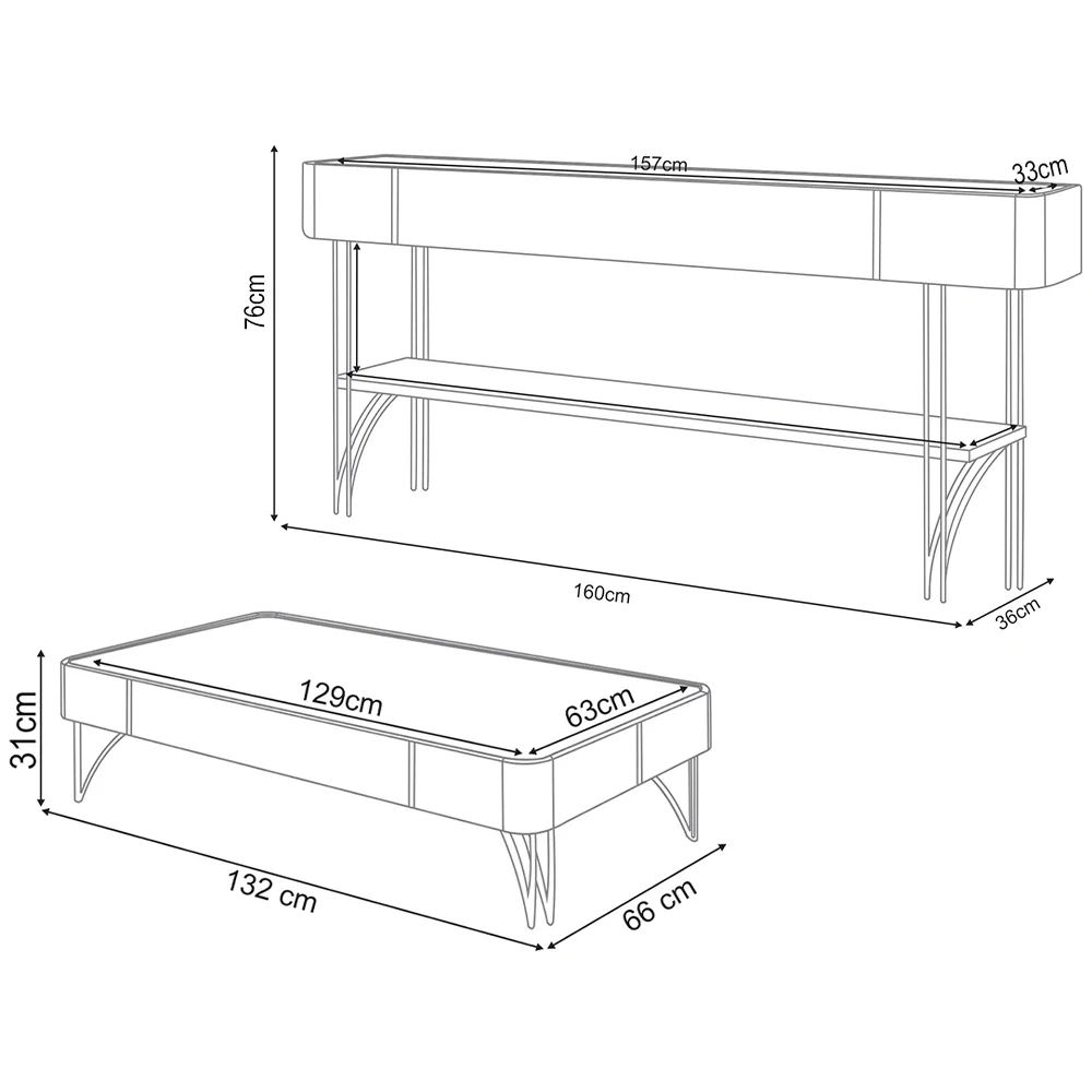 Aparador Para Sala Gianni e Mesa de Centro Alane H01 Off White/Cinamomo - Mpozenato