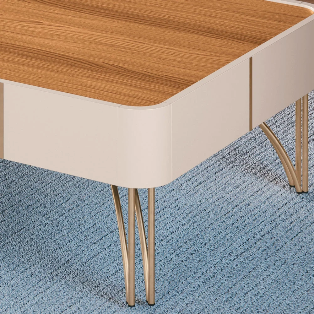 Aparador Para Sala Gianni e Mesa de Centro Alane H01 Off White/Cinamomo - Mpozenato