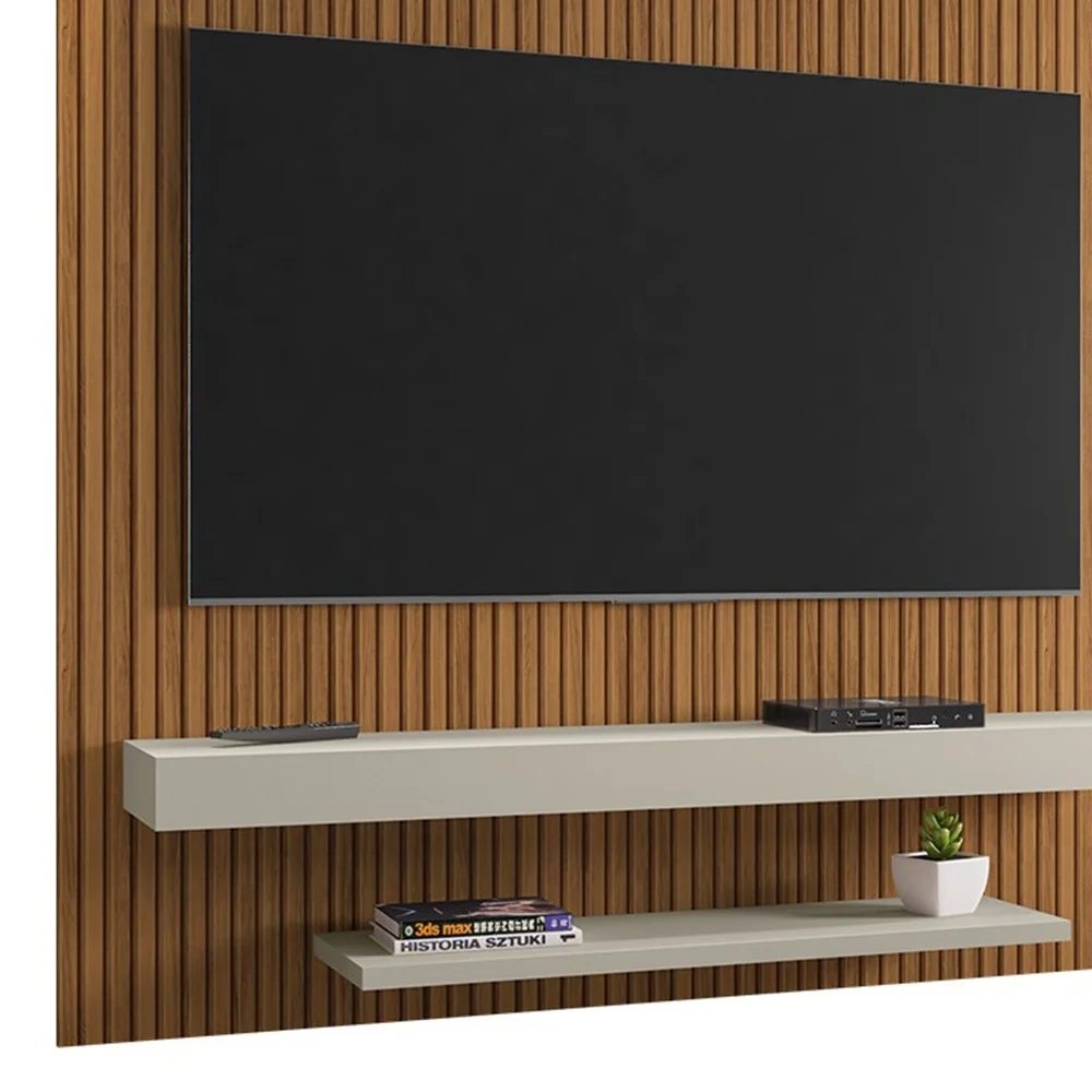 Painel para TV 60 Pol 150cm Lima B02 Ripado/Off White - Mpozenato