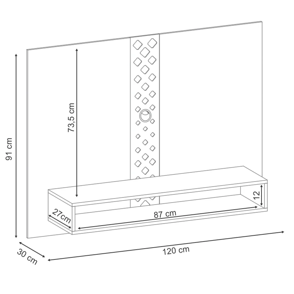 Painel para TV Suspenso 47 Pol. Com Nicho Format H01 Off White/Cinamomo - Mpozenato