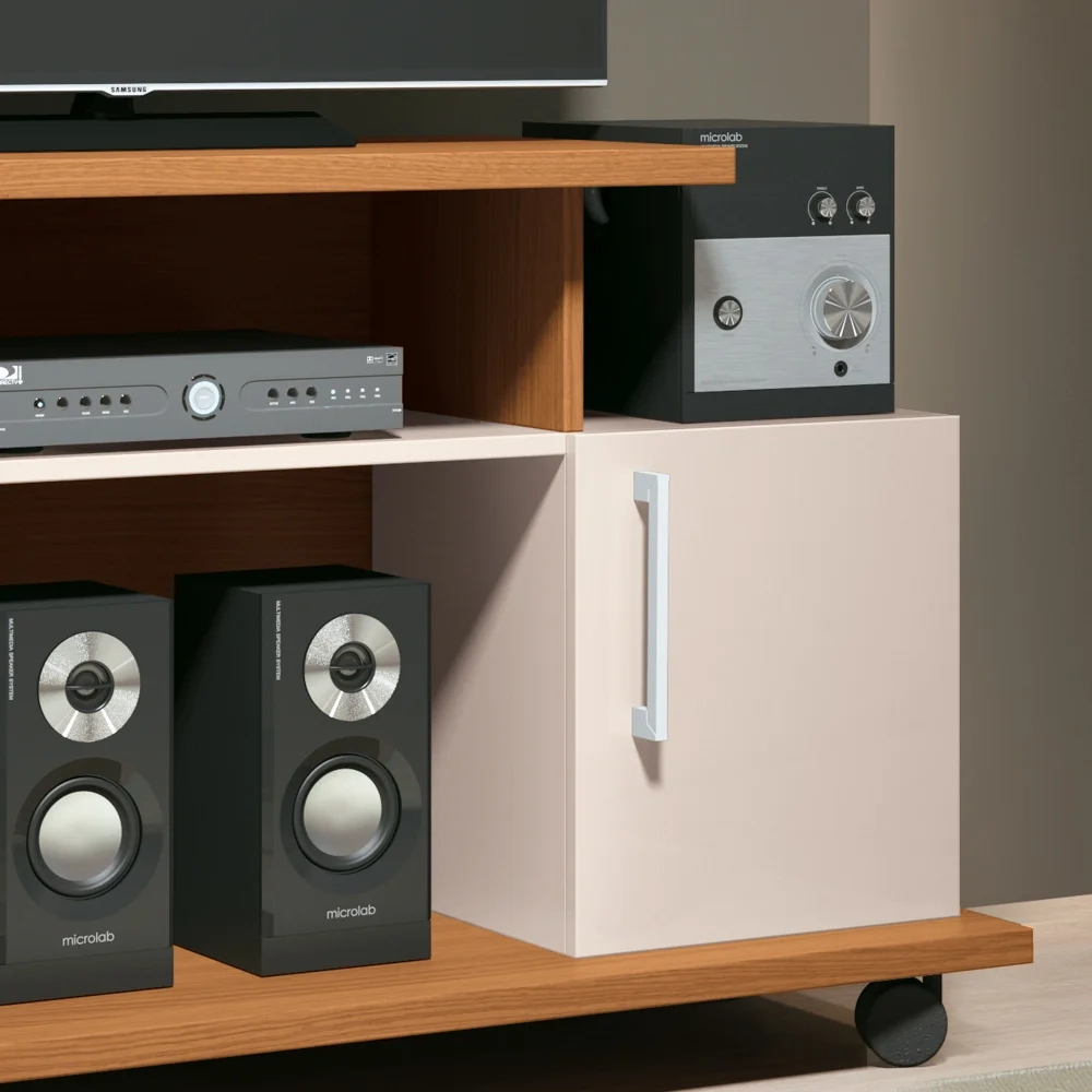 Rack para Sala Pequena TV até 26 Pol. 100cm Marte H01 Off White/Cinamomo - Mpozenato