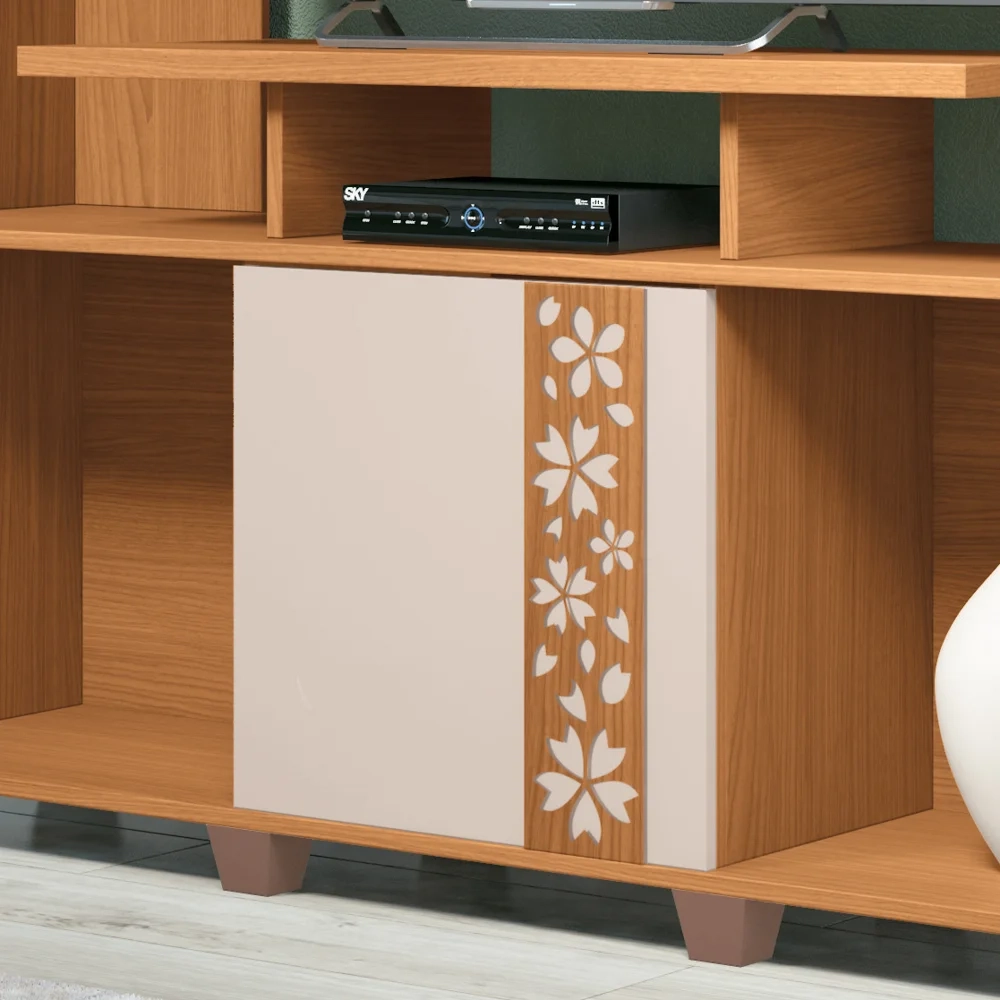 Estante Para TV 47 Pol. 136cm Milys H01 Off White/Cinamomo - Mpozenato