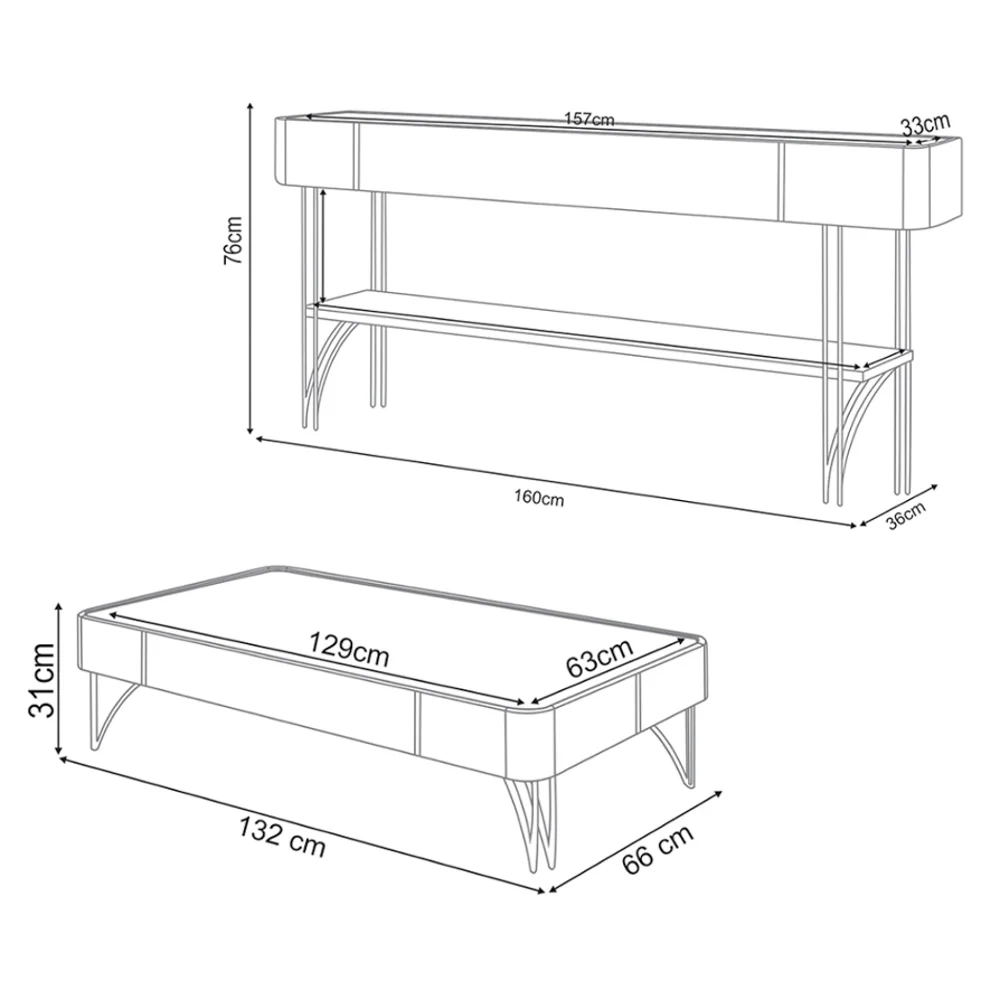 Conjunto Sala de Estar com Cristaleira Agnes H01 Off White/Cinamomo - Mpozenato