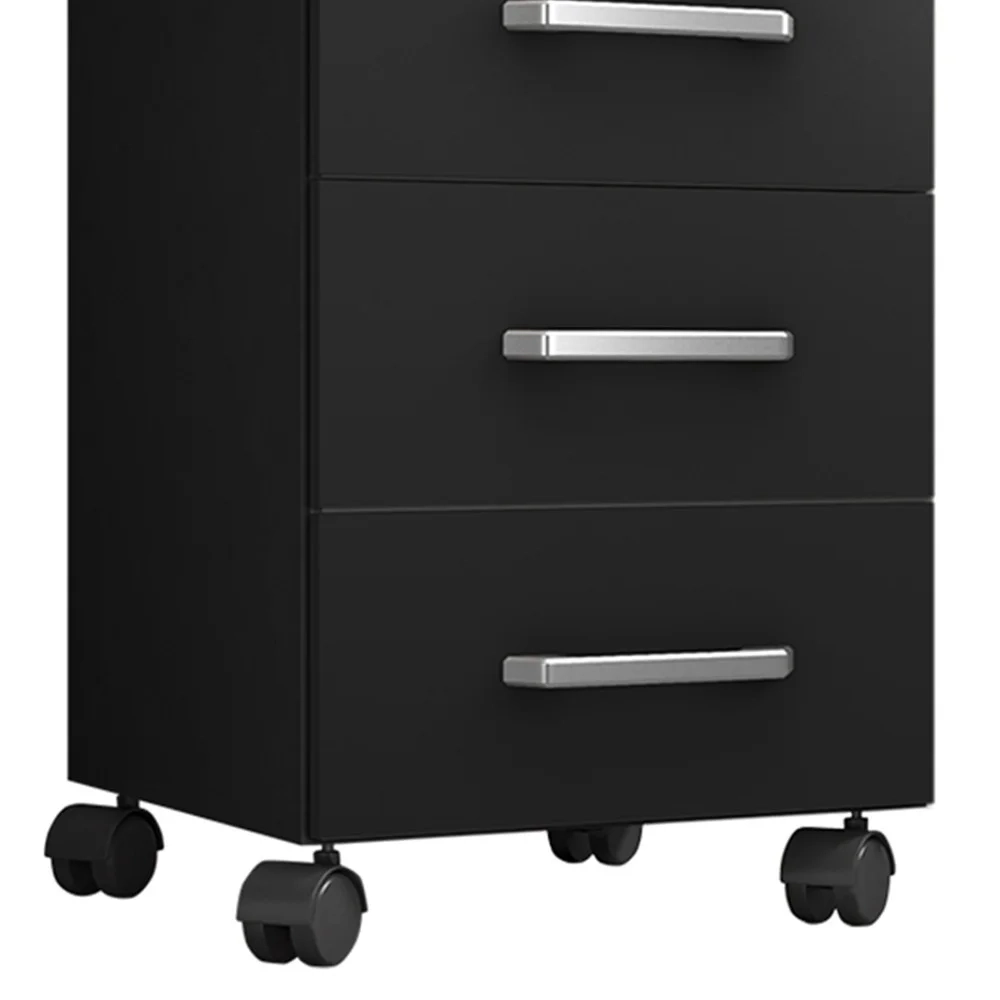 Gaveteiro Escritório 4 gavetas Com Rodízios Kit 2 Gávea Preto Trama - Móveis Leão