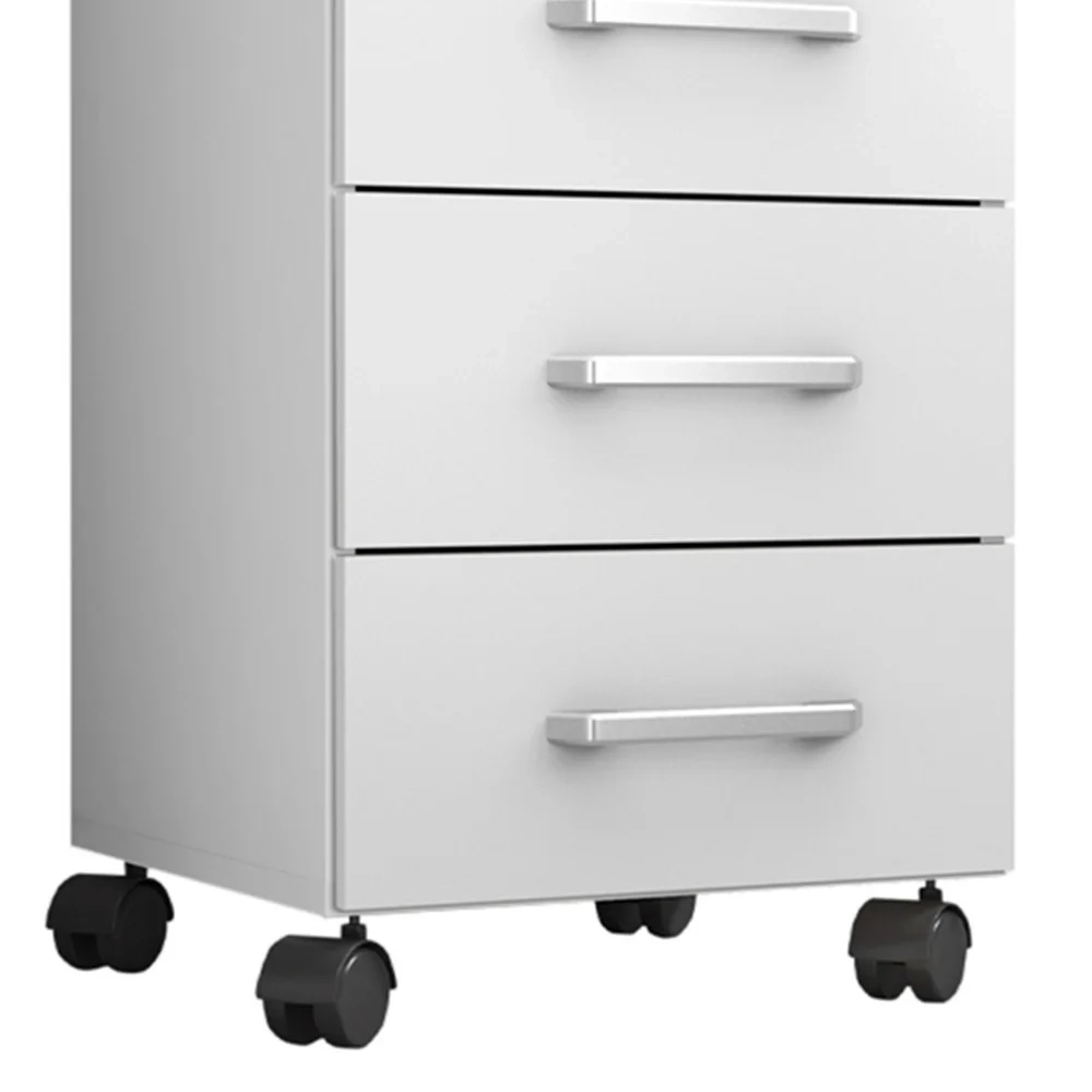 Gaveteiro Escritório 4 gavetas Com Rodízios Kit 2 Gávea Branco Trama - Móveis Leão