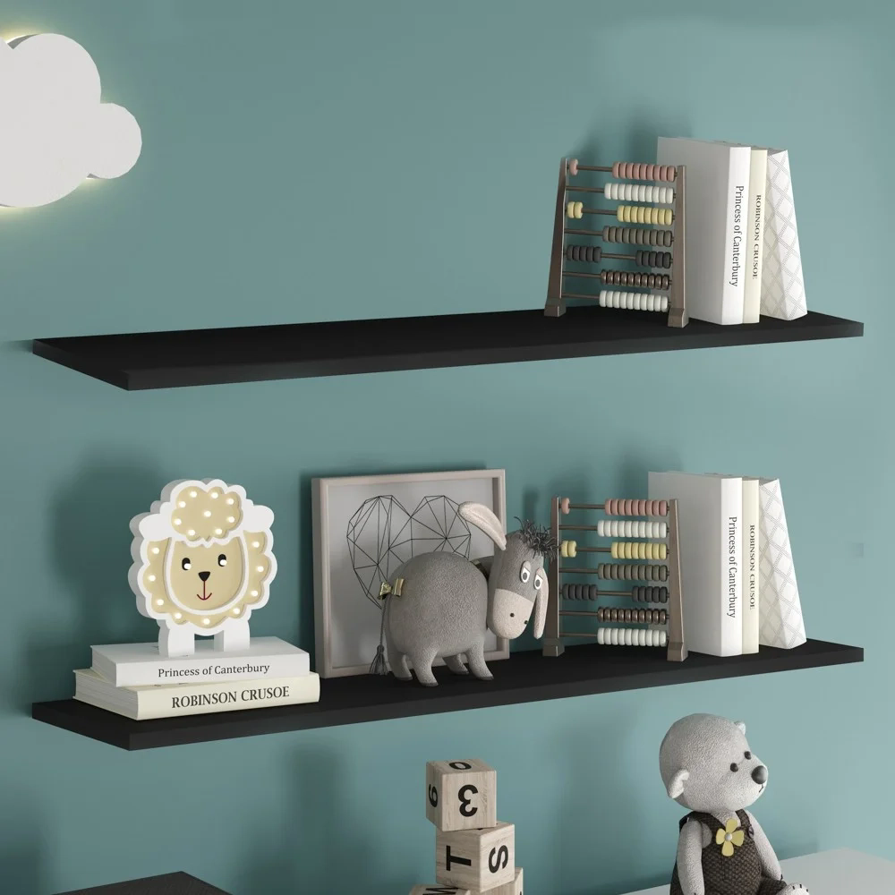 Prateleira Flutuante de Quarto Infantil Kit 3 Suporte Invisível CP2 Yara Preto - Lumil