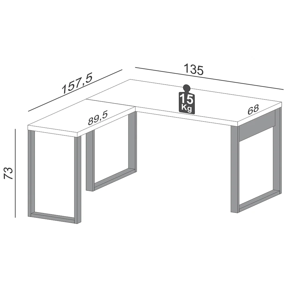 Mesa Escritório Em L Estilo Industrial F22 Freijó/Preto Fosco - Pradel