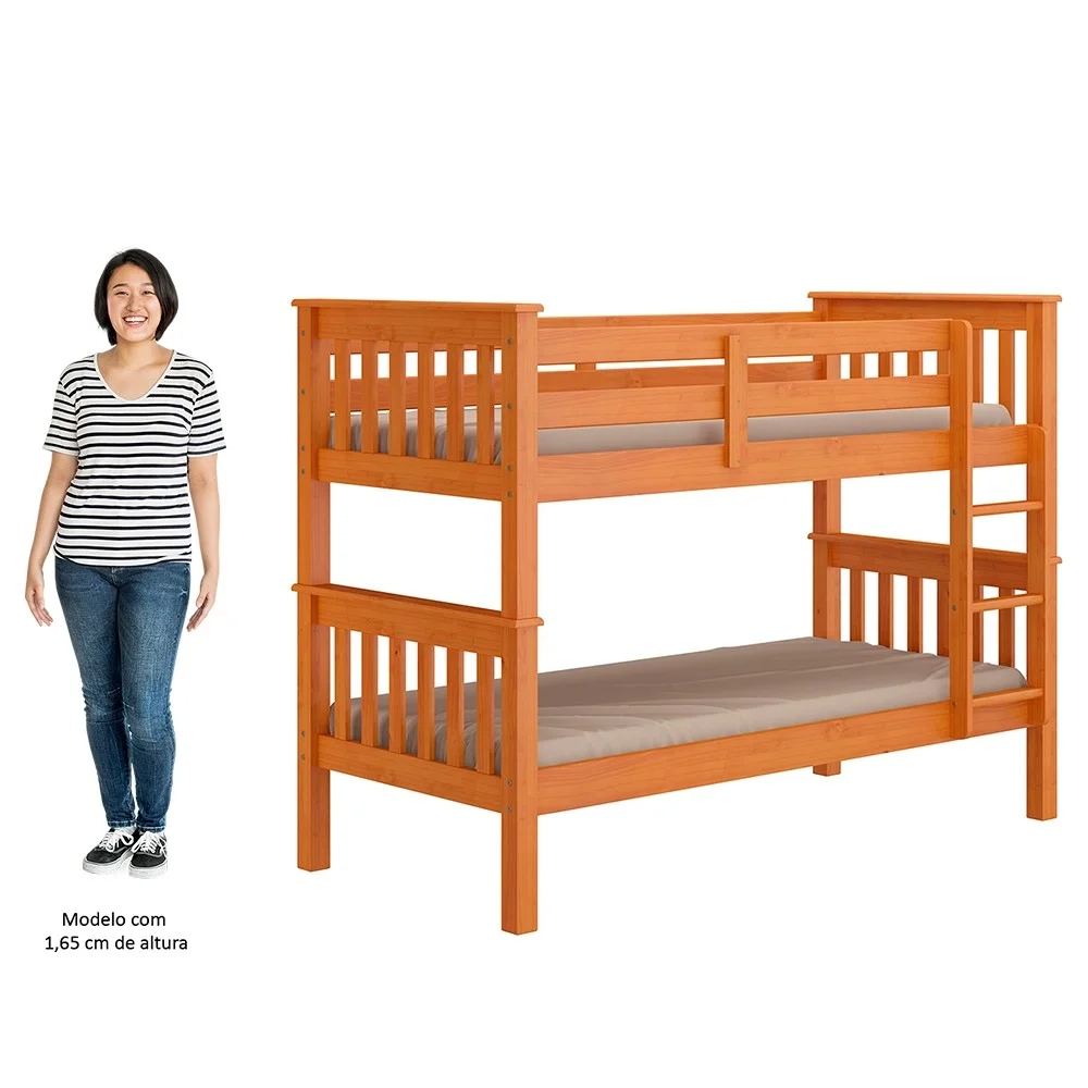 Beliche Solteiro Juvenil com Escada Fixa Bliss Z40 Mel Acetinado - Mpozenato