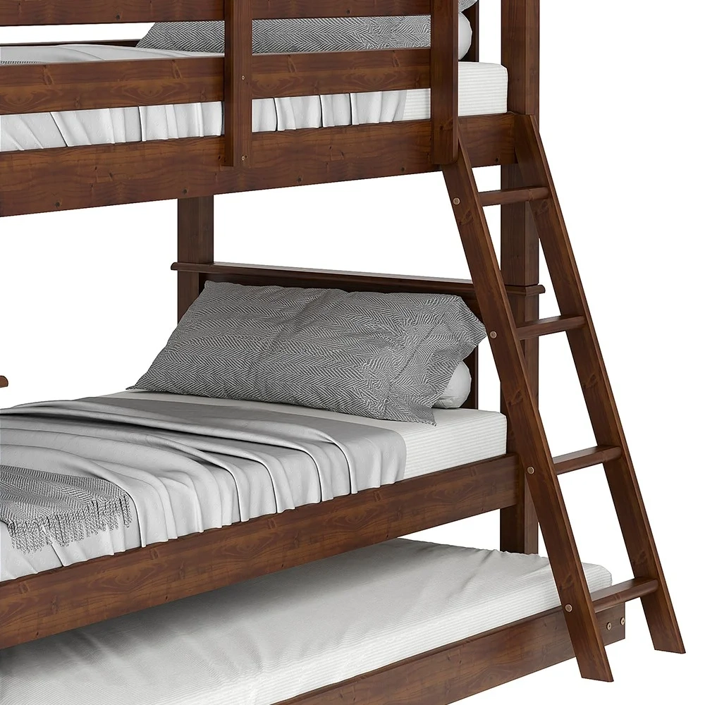 Treliche Solteiro Juvenil com Escada Móvel Joy Z40 Castanho Acetinado - Mpozenato