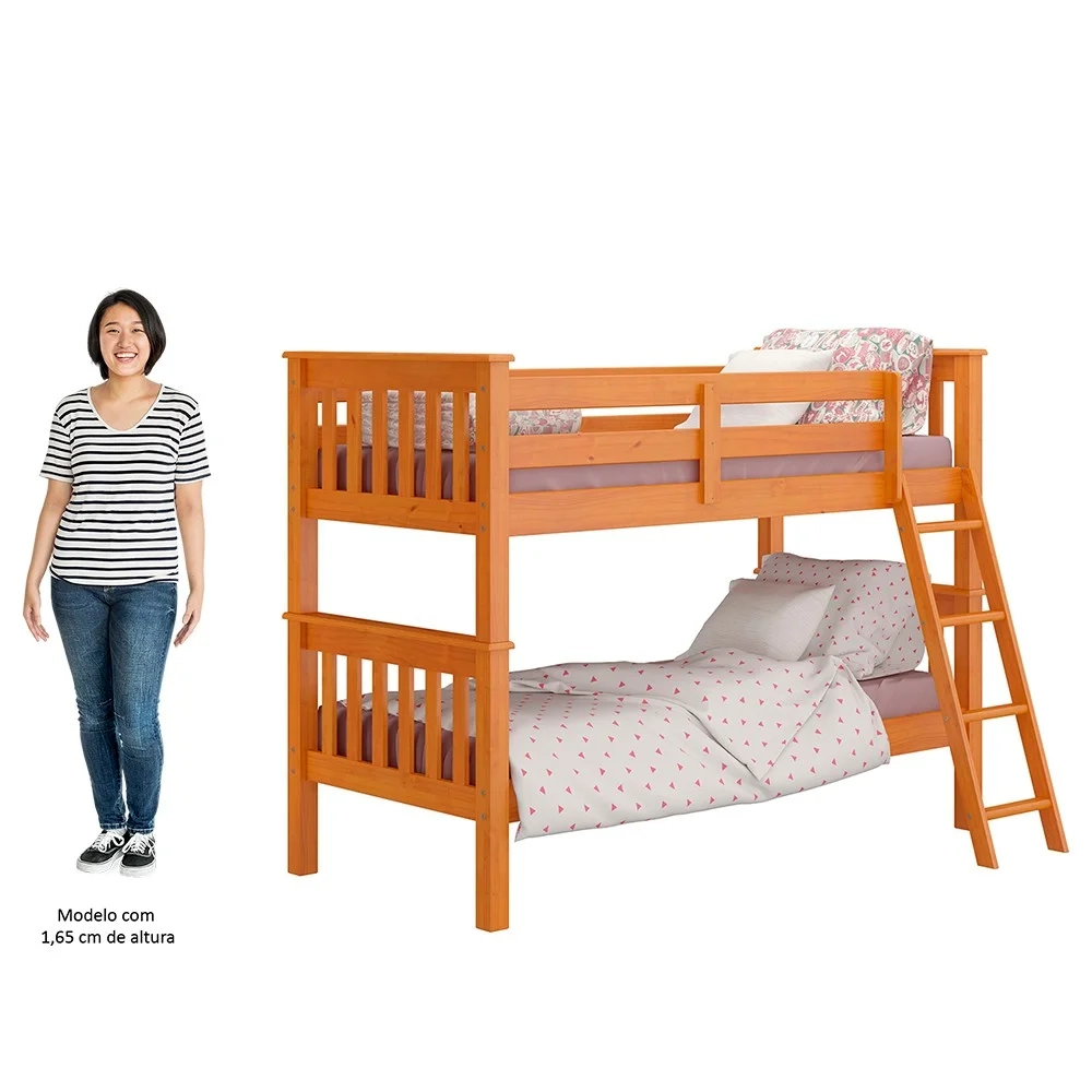 Beliche Solteiro Juvenil com Escada Móvel Joy Z40 Mel Acetinado - Mpozenato