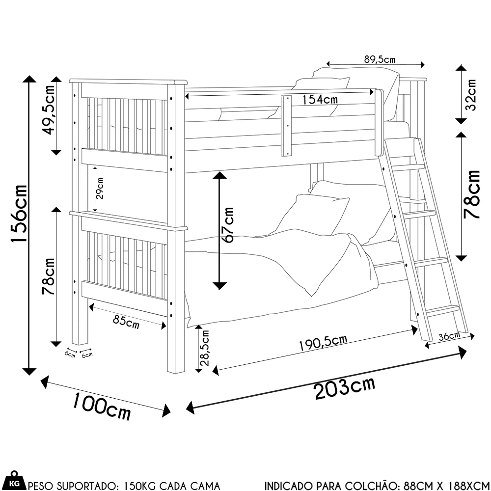 Beliche Solteiro Juvenil com Escada Móvel Joy Z40 Mel Acetinado - Mpozenato