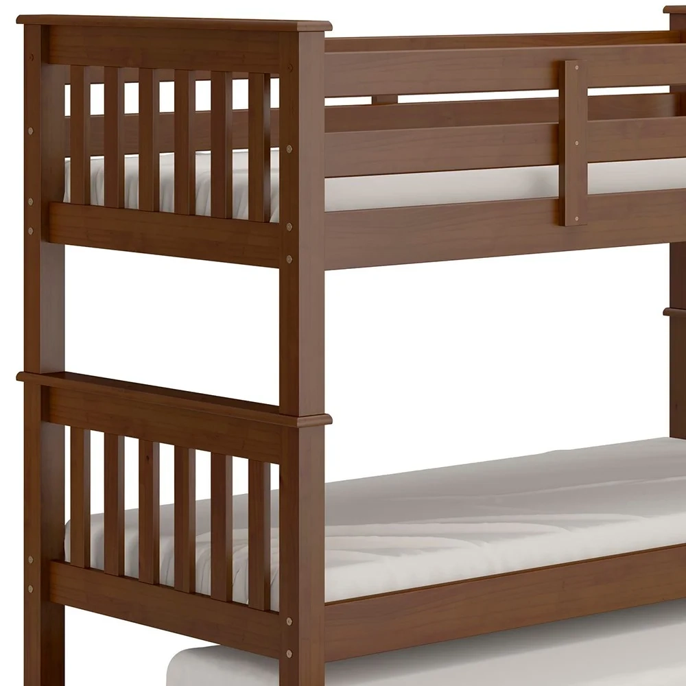 Treliche Solteiro Juvenil com Escada Fixa Bliss Z40 Castanho Acetinado - Mpozenato