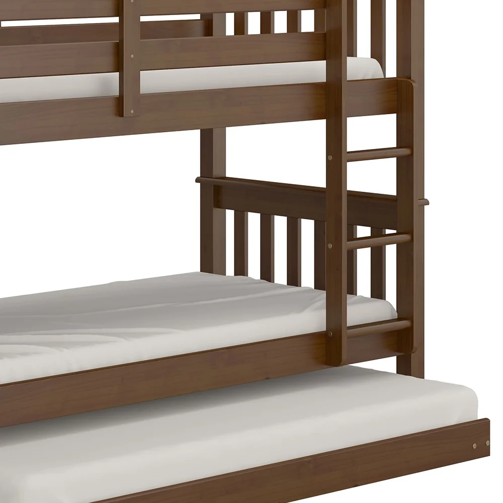 Treliche Solteiro Juvenil com Escada Fixa Bliss Z40 Castanho Acetinado - Mpozenato