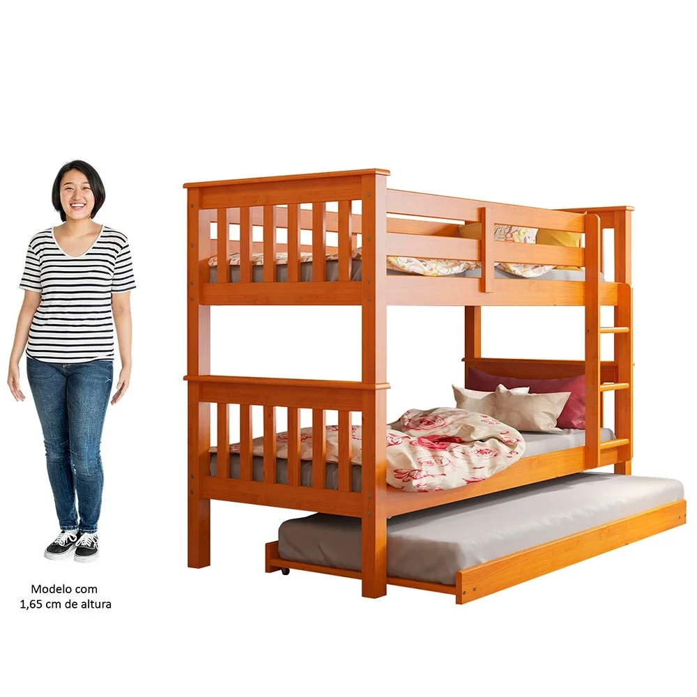 Treliche Solteiro Juvenil com Escada Fixa Bliss Z40 Mel Acetinado - Mpozenato