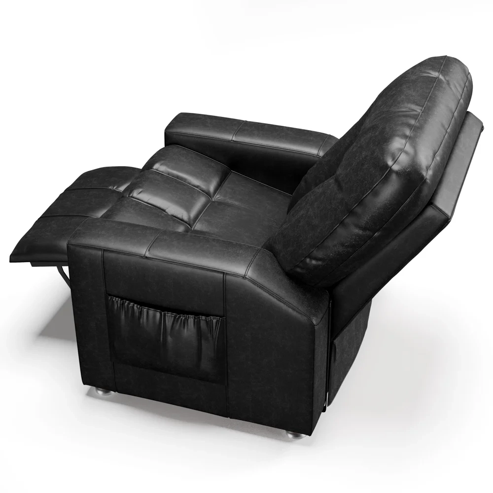 Poltrona do Papai Reclinável Para Cinema Praddo FH9 PU Preto Brilho - Mpozenato