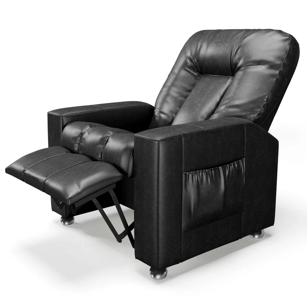 Poltrona do Papai Reclinável Para Cinema Praddo FH9 PU Preto Brilho - Mpozenato