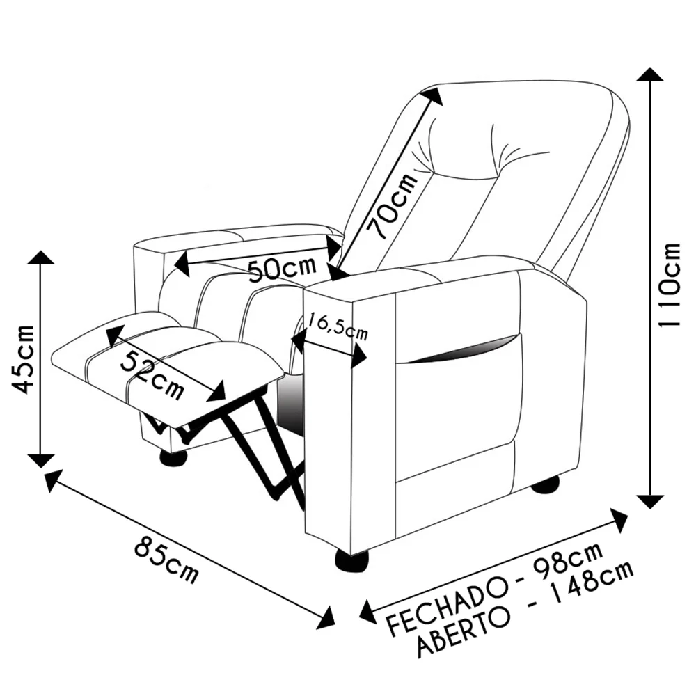 Poltrona do Papai Reclinável Para Cinema Praddo FH9 PU Marrom Brilho - Mpozenato