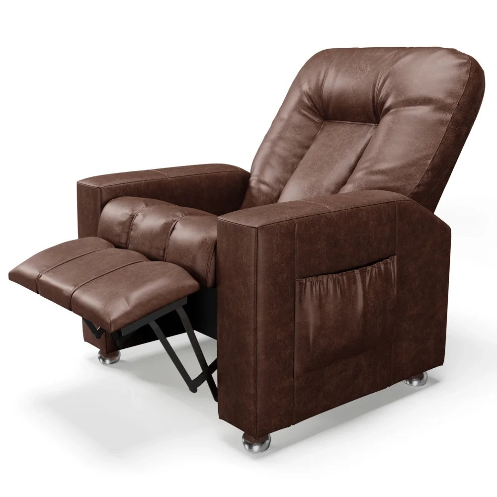 Poltrona do Papai Reclinável Para Cinema Praddo FH9 PU Marrom Brilho - Mpozenato