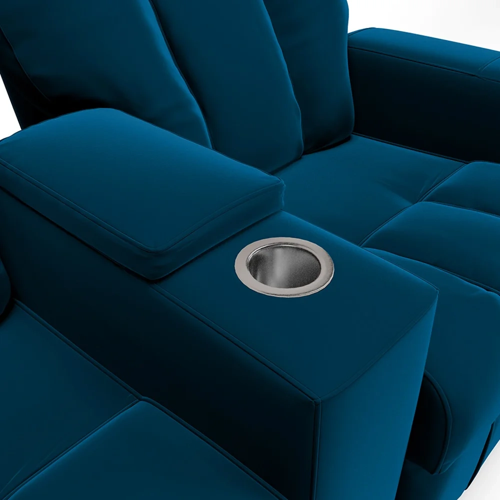 Poltrona Reclinável Para Cinema 2 Lugares Praddo FH9 Veludo Azul Marinho - Mpozenato