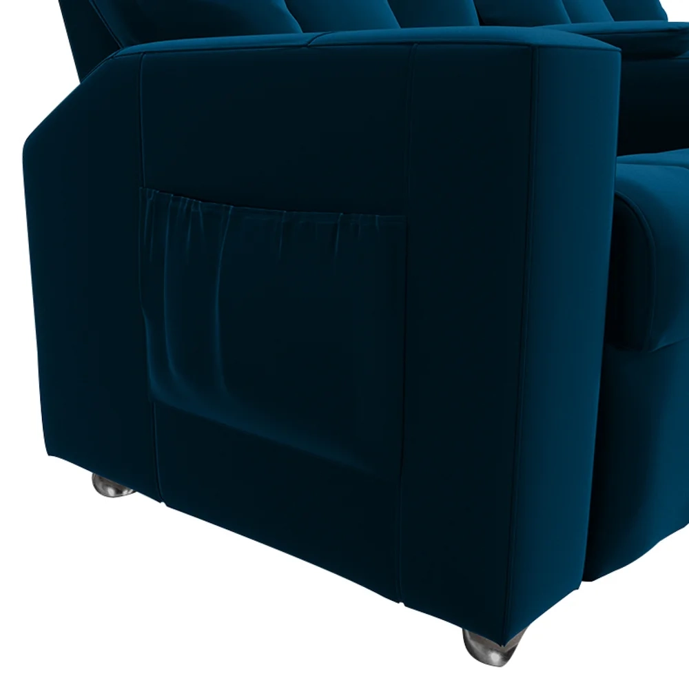 Poltrona Reclinável Para Cinema 2 Lugares Praddo FH9 Veludo Azul Marinho - Mpozenato