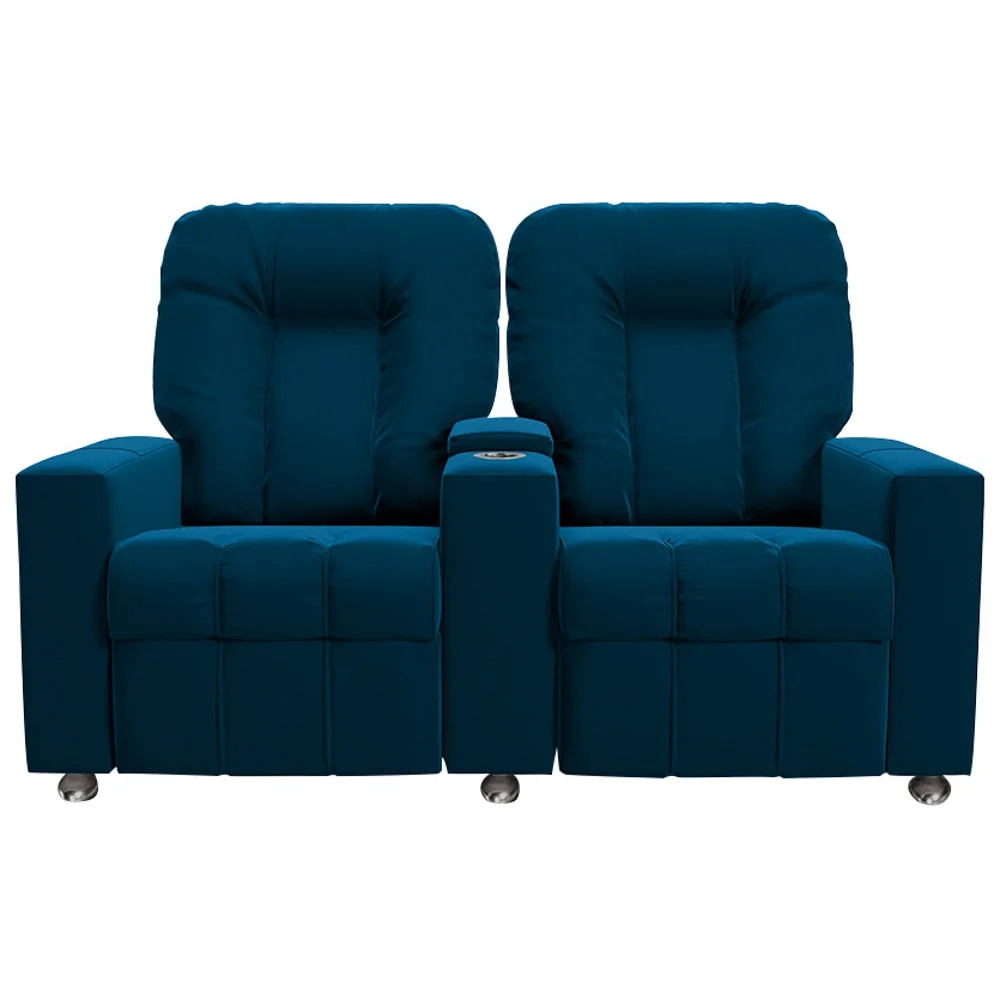 Poltrona Reclinável Para Cinema 2 Lugares Praddo FH9 Veludo Azul Marinho - Mpozenato
