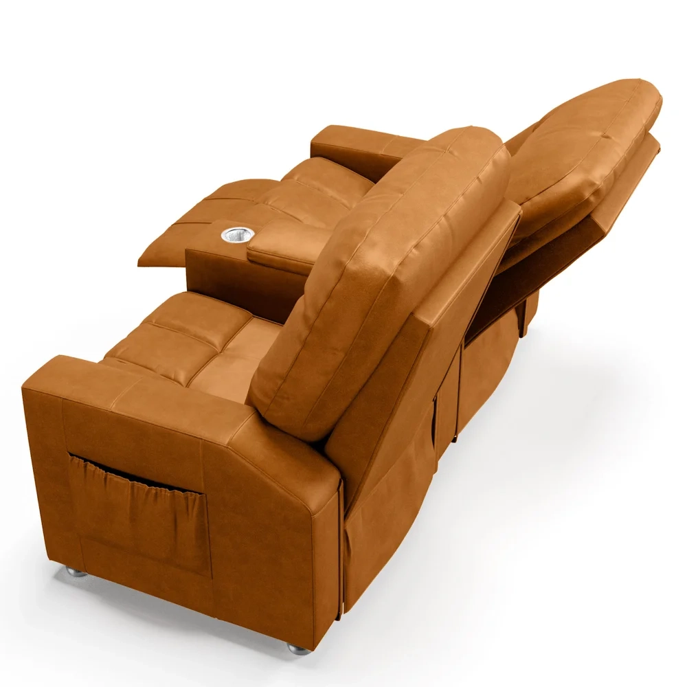 Poltrona Reclinável Para Cinema 2 Lugares Praddo FH9 PU Whisky - Mpozenato