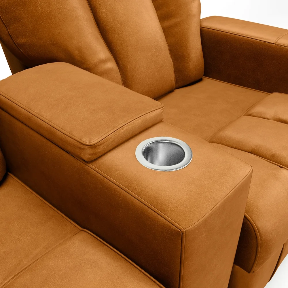 Poltrona Reclinável Para Cinema 2 Lugares Praddo FH9 PU Whisky - Mpozenato