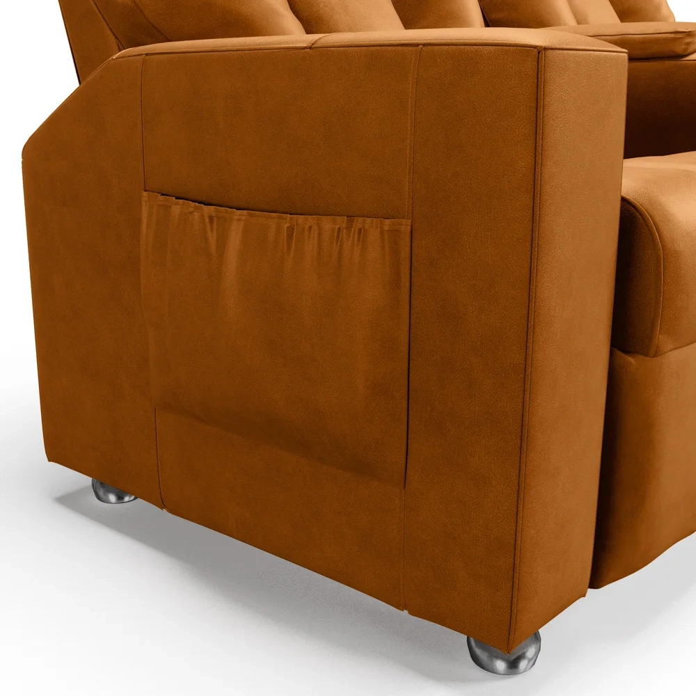 Poltrona Reclinável Para Cinema 2 Lugares Praddo FH9 PU Whisky - Mpozenato