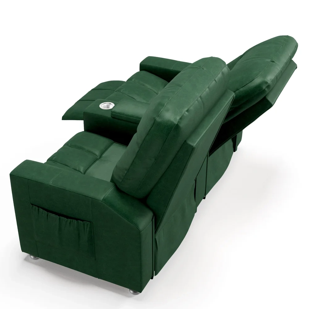 Poltrona Reclinável Para Cinema 2 Lugares Praddo FH9 PU Verde - Mpozenato