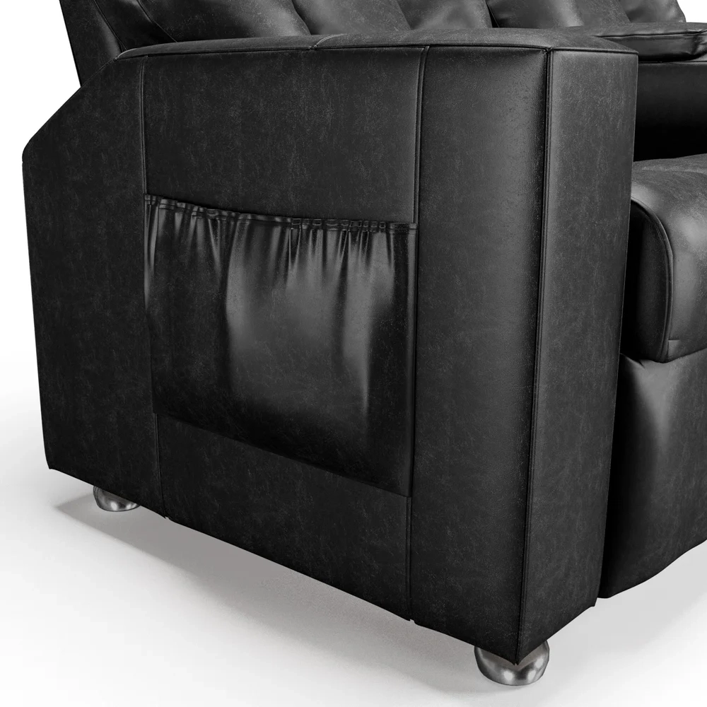 Poltrona Reclinável Para Cinema 2 Lugares Praddo FH9 PU Preto Brilho - Mpozenato