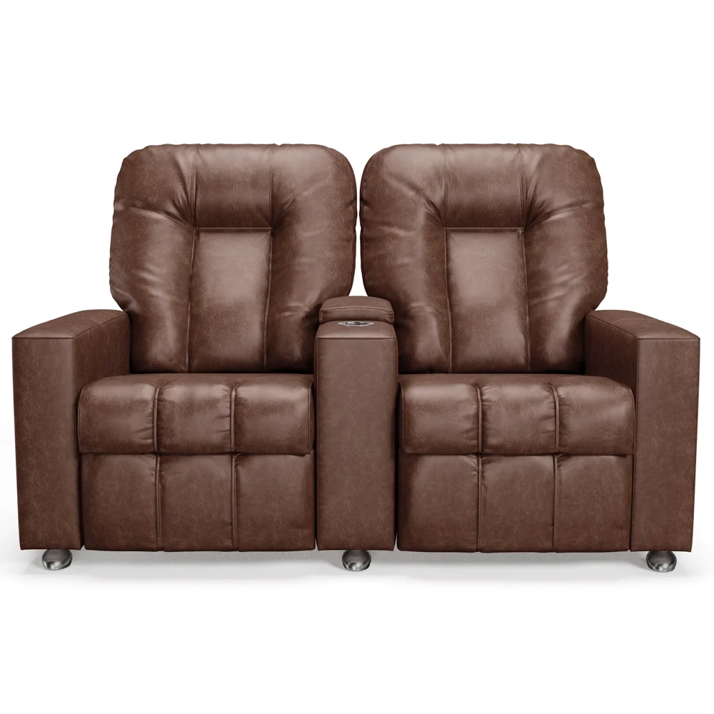 Poltrona Reclinável Para Cinema 2 Lugares Praddo FH9 PU Marrom Brilho - Mpozenato