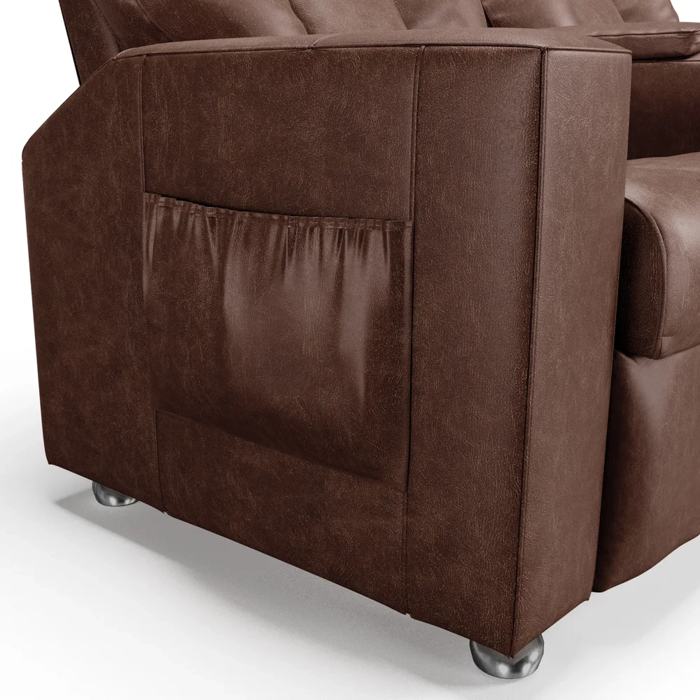 Poltrona Reclinável Para Cinema 2 Lugares Praddo FH9 PU Marrom Brilho - Mpozenato