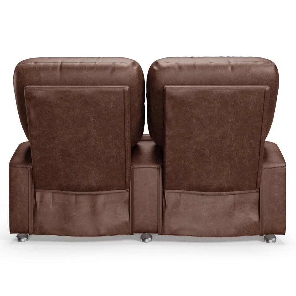 Poltrona Reclinável Para Cinema 2 Lugares Praddo FH9 PU Marrom Brilho - Mpozenato
