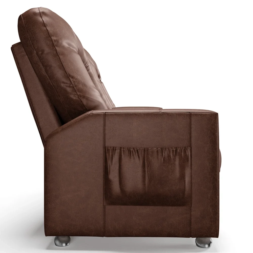 Poltrona Reclinável Para Cinema 2 Lugares Praddo FH9 PU Marrom Brilho - Mpozenato