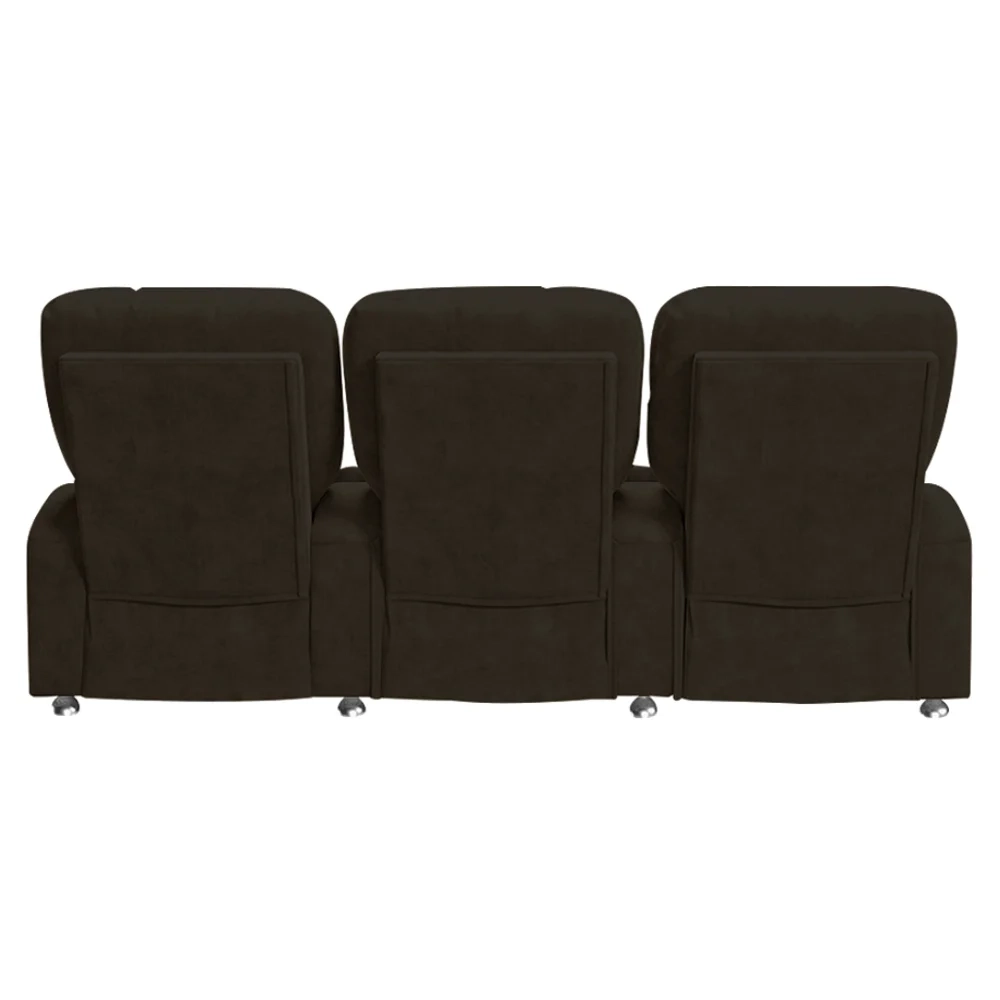 Poltrona Reclinável Para Cinema 3 Lugares Praddo FH9 Veludo Marrom - Mpozenato