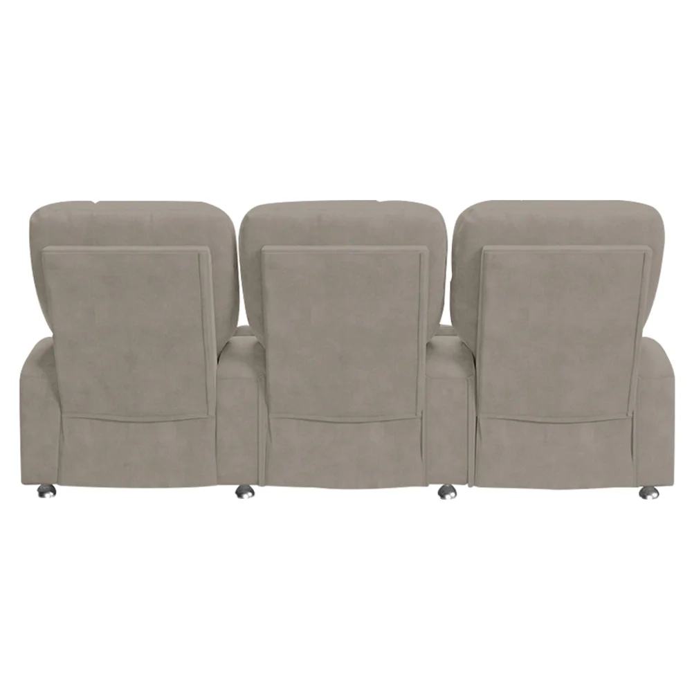 Poltrona Reclinável Para Cinema 3 Lugares Praddo FH9 Veludo Capuccino - Mpozenato