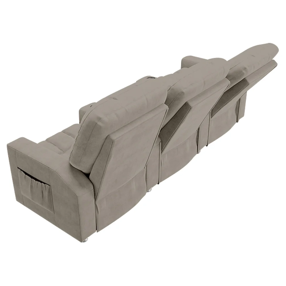 Poltrona Reclinável Para Cinema 3 Lugares Praddo FH9 Veludo Capuccino - Mpozenato