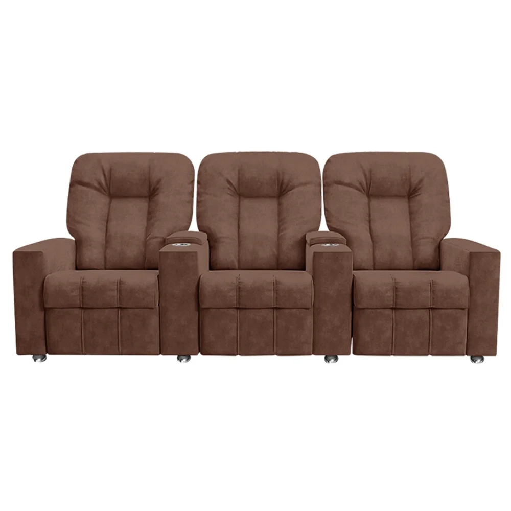Poltrona Reclinável Para Cinema 3 Lugares Praddo FH9 Veludo Terracota - Mpozenato